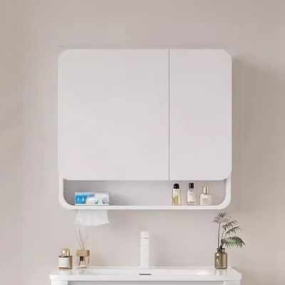 JCSRYD Bathroom Medicine Cabinets Bathroom Wall Cabinet, Wall Mounted Bathroom Cabinet with Mirror, for Entryway, Bedroom, Living Room (Color : White, Size : 80 * 70 * 13cm/30 * 28 * 5in)