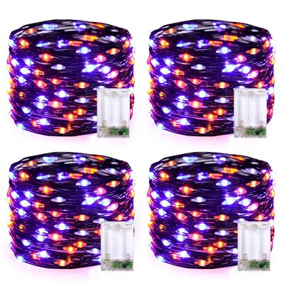 JMEXSUSS 4 Pack 50 LED Orange and Purple Halloween Lights