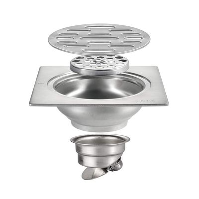 UUNVTOSU Shower Drain Brushed Floor Drain Stainless Steel Square 4 Inches Shower Floor Drain with Removable Cover Grate Bathroom Shower Waste Drain Sinks