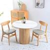 GJVBGA Modern White Round Marble Table Natural Pine Wood Pedestal Dining Table Fashion Kitchen Table Coffee Table Restaurant Furniture(Size:80 * 75cm,Color:Light Wood) view 3