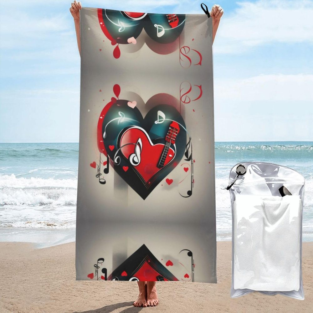 DRTGEDS Treble Love and Music Classic Beach Towels Oversized 32 X 52 Inches, Ultra Absorbent and Low Lint Pool Towels for Adults