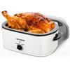 26Qt Turkey Roaster Oven Buffet with Self-Basting Lid, 1450W Stainless Steel Electric Roaster Oven with Cool-Touch Handles, Removable Pan and Rack, White view 1