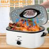 26Qt Turkey Roaster Oven Buffet with Self-Basting Lid, 1450W Stainless Steel Electric Roaster Oven with Cool-Touch Handles, Removable Pan and Rack, White view 4