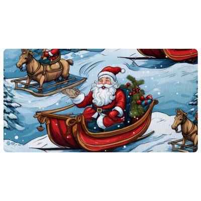 RODAILYCAY Christmas Santa Sleigh-1929 Kitchen Rugs and Mats, Anti-Fatigue Cushioned Kitchen Floor Mat, Indoor Door Standing Mat Pads for Sink, Non-Slip, 15.7"x29.5"