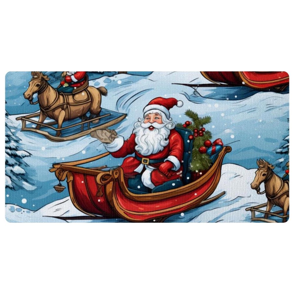 RODAILYCAY Christmas Santa Sleigh-1929 Kitchen Rugs and Mats, Anti-Fatigue Cushioned Kitchen Floor Mat, Indoor Door Standing Mat Pads for Sink, Non-Slip, 15.7"x29.5"