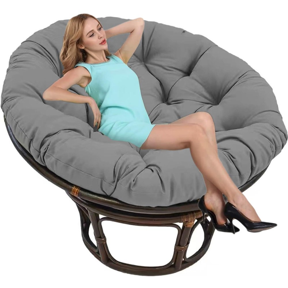 Cushions Papasan Chair Cushion, Thick Chair Cushion Pad for Outdoor Egg Chair Saucer Chair Rattan Swivel Chair Swing Chair Hanging Chair Indoor and Outdoor ( Color : Dark gray , Size : 90x90cm )