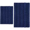 Grandaily Chenille Striped Bathroom Rugs, Bath Rug Size 24x16+30x20 in Navy, 2 Item Bundle view 1