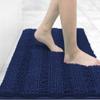 Grandaily Chenille Striped Bathroom Rugs, Bath Rug Size 24x16+30x20 in Navy, 2 Item Bundle view 2