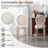 Lierpit Solid Wood Bar stools Set of 2, Classic French Country Wooden Barstools with Upholstered Seating, 26 Kitchen Bar Stool for Bar Counter (Rattan - Beige, 26") view 3