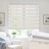 UrMoon No Drill Zebra Blinds No Tools Zebra Shades Cordless Roller Shades for Windows Dual Layer Roller Blinds Room Darkening Custom Size for Indoor, 80% Blackout Beige, 29" W x 60" H view 1