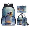 Bivxisrvo Penguins Kids Backpack for Boys with Lunch Box 17 Inch Lightweight Backpack, Bookbag Lunch Box Combo for Elementary Middle High School Students view 1