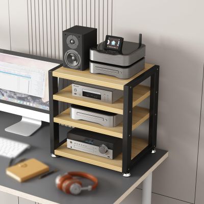 2/3/4-Tier AV Media Stand Floor-Standing or Desktop Wooden Shelves CD Player Stand Audio/Video Component Cabinet Stereo Rack Multifunctional Storage Shelf for Home/Office/Theater (Color : A, Size :
