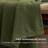 Bedsure GentleSoft 100% Cotton Large Throw Blanket for Couch 50x70 inches - Breathable and Lightweight, Soft Cozy Herringbone Woven Cotton Throw for Summer, Olive Green Office Chair Blanket view 3