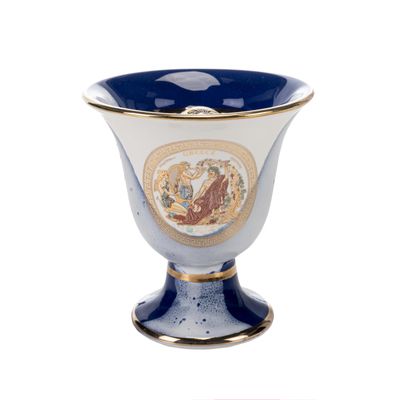 BEAUTIFUL GREEK STATUES Pythagoras Cup of Justice Dionysus Phaethon Pythagorean Fair Mug Ancient Greece Blue Cobalt Usable