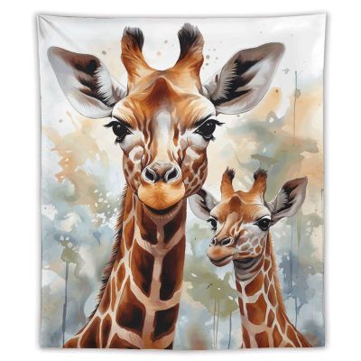GFLFMXZW Tapestry Wall Tapestry Wall Hanging Aesthetic Tapestry Wall Art Decor Watercolor Deer Giraffe Wall Hanging Tapestry for Bedroom Living Room Dorm 50"x60"