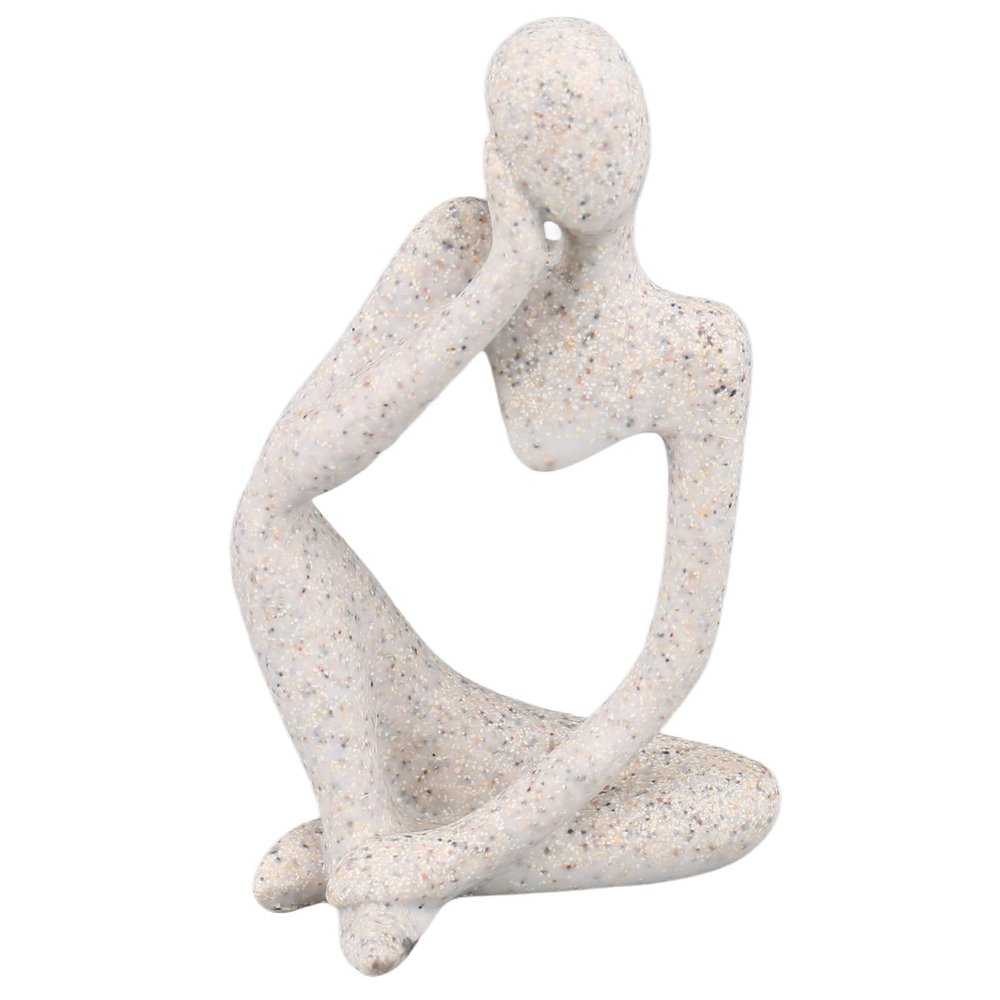 Sunicon Thinker Statues and Sculptures, Resin Thinker Statue Ornaments Abstract Thinker Figure Thinker Style Decoration for Living Room Office Book Shelf (Sandstone Right)