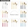 Royal Shang Youpin Plating Process Kitchen Stainless Steel Silverware Tableware Flatware Cutlery Knives Forks Spoons Set Home Steak Knife Dessert Spoon (Green,16 pieces) view 3