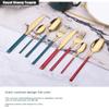 Royal Shang Youpin Plating Process Kitchen Stainless Steel Silverware Tableware Flatware Cutlery Knives Forks Spoons Set Home Steak Knife Dessert Spoon (Green,16 pieces) view 4