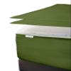 Zip-On Fitted Sheet Set - Includes 1 Fitted Sheet Base and 2 Zip-On Sheets - Designed for Mattresses with Up to 12" Inch Deep Pockets Full XL Size - 600 TC - Olive Green Color view 1