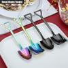 10 Pieces Retro Shovel Coffee Spoon Stainless Steel Silverware Dessert Spoon Watermelon Spoon Ice Cream Cake Spoon (Silver,10 pieces) view 4