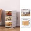 FEISSHAN Shoe box, no installation transparent shoe box, 3 piece shoe box, clear plastic stackable transparent shoe storage box, shoe closet thickened multi layer folding organizer easy to install view 2