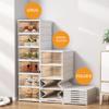 FEISSHAN Shoe box, no installation transparent shoe box, 3 piece shoe box, clear plastic stackable transparent shoe storage box, shoe closet thickened multi layer folding organizer easy to install view 4