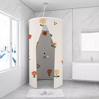 YLFFFZZZ Waterproof Round Shower Curtain Portable Dressing Room Heat Preservation for Bathroom with Double Zipper(Size:90x200cm/35.4x78.7in,Color:C)