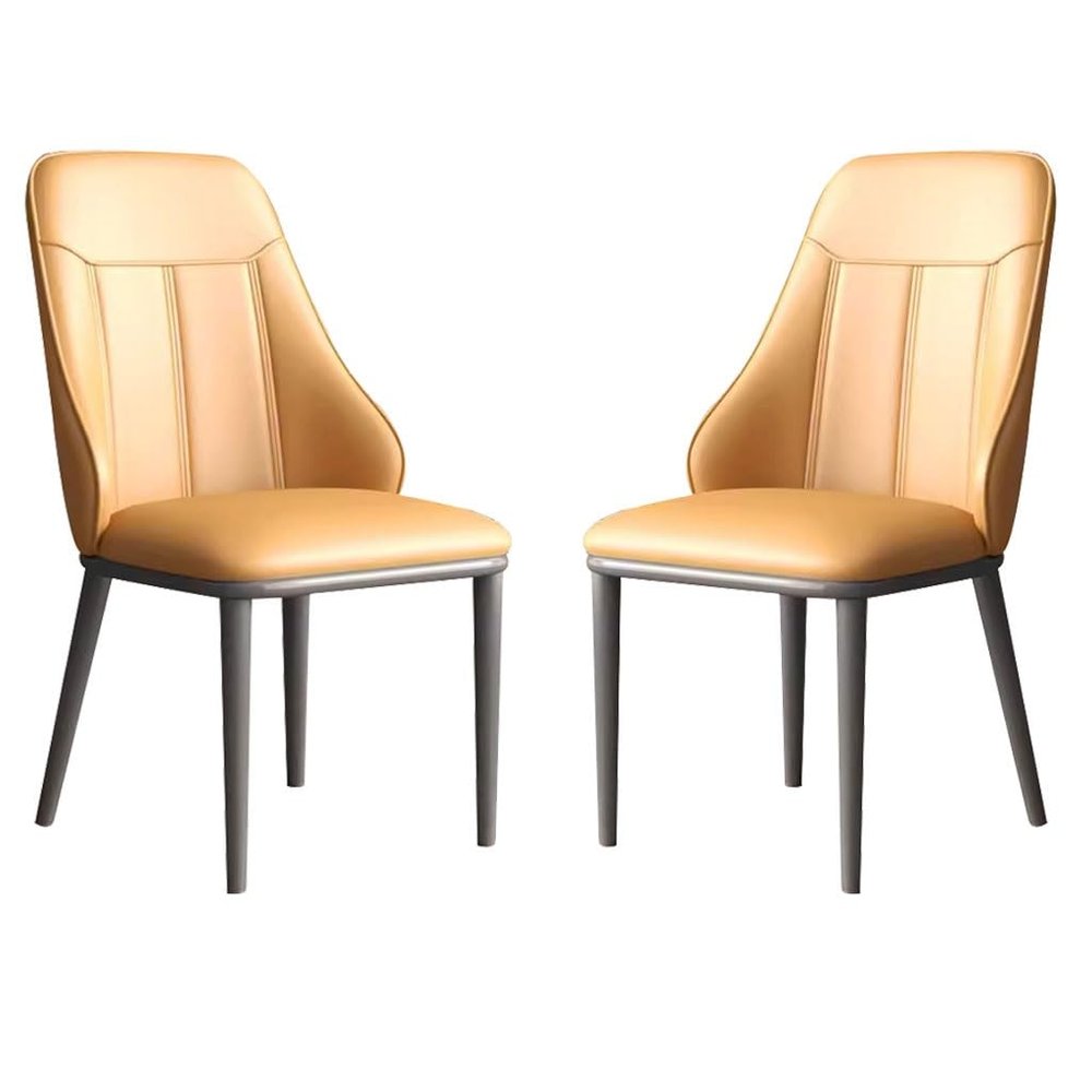 LAVGHR Dining Chair Microfiber Leather Kitchen Dining Chairs Set of 2 Living Room Side Chairs with Metal Chair Legs for Home Commercial Restaurants (Color : Orange)