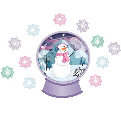 Fun Express Snow Globe Classroom Wall Decor - Colorful Winter-Themed Snow Globe Design for Classrooms, Playrooms and Seasonal Decorations - Perfect for Holiday and Winter-Themed Rooms - 1 Piece