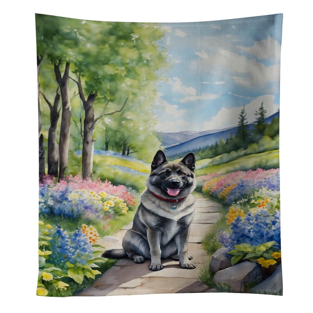 Caroline's Treasures Norwegian Elkhound Spring Path Kitchen Towel Dish Cloths Guest Hand Towel Decorative Bathroom Towel for Face,Tea, Dishcloth, Kitchen and Bath