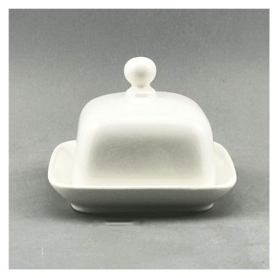 HOPUYESA butter dish Pure White Butter Dish Sushi Plate Rectangular Oval Butter Holder with Lid Suitable for Family Hotel Restaurants (ceramic) Butter Plate (Color : A)