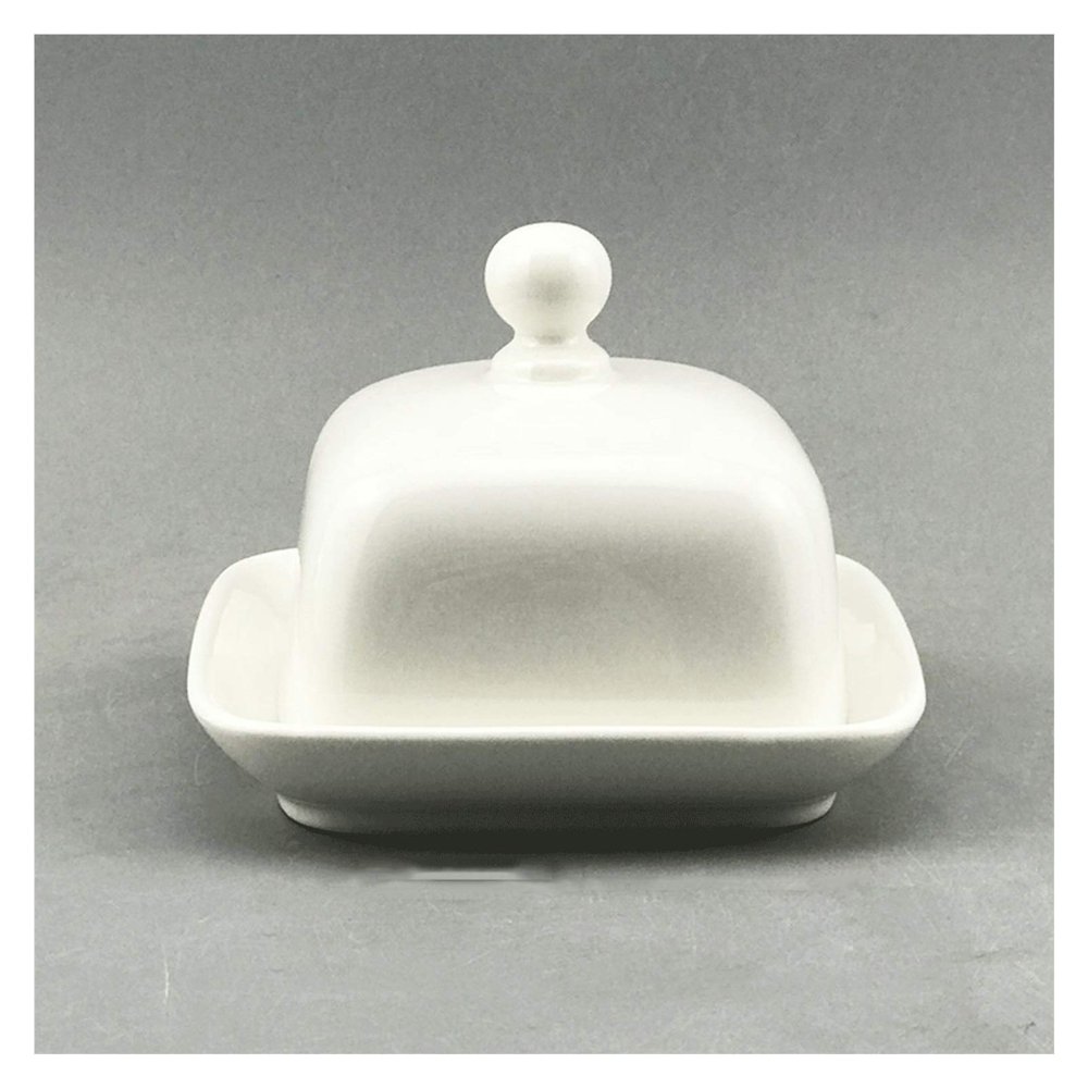 HOPUYESA butter dish Pure White Butter Dish Sushi Plate Rectangular Oval Butter Holder with Lid Suitable for Family Hotel Restaurants (ceramic) Butter Plate (Color : A)