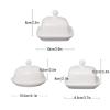HOPUYESA butter dish Pure White Butter Dish Sushi Plate Rectangular Oval Butter Holder with Lid Suitable for Family Hotel Restaurants (ceramic) Butter Plate (Color : A) view 2