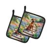 Caroline's Treasures Rhodesian Ridgeback Spring Path Pair of Pot Holders Kitchen Heat Resistant Pot Holders Sets Oven Hot Pads for Cooking Baking BBQ, 7 1/2 x 7 1/2 view 1