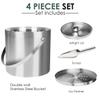 3L Double-Wall Insulated Stainless Steel Ice Bucket with scoop for Cocktail Bar - Metal Ice Bucket for freezer with Lid for parties, Camping,and More!champagne bucket,bar cart accessories (silver) view 4