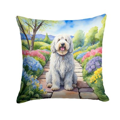 Caroline's Treasures Komondor Spring Path Throw Pillow Machine Washable, Indoor Outdoor Decorative Pillow for Couch, Bed or Patio, 14Hx14W