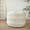 L.R. Resources, Inc LR Home Ombre Striped Farmhouse Handmade Cotton Blend Indoor Ottoman Pouf | Sage Green, 18" D x 18" W x 14" H view 2