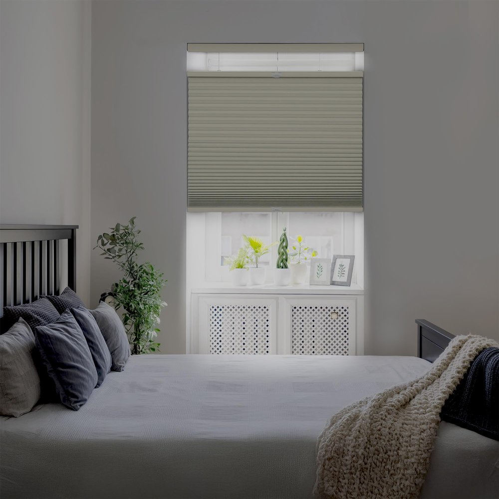 DEZ FURNISHINGS Cordless 1.5" Blackout Top Down Bottom Up Cellular Shade, Energy Saver, 22.5" W x 54" H, Ivory