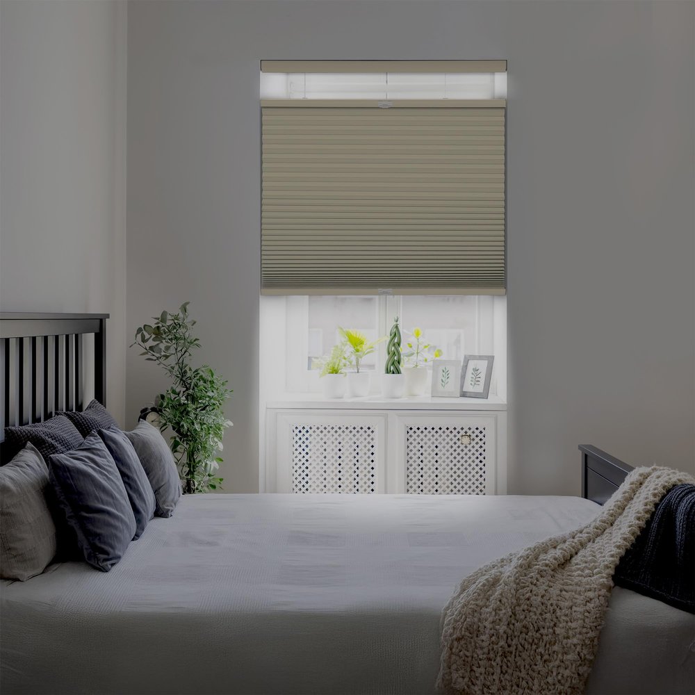 DEZ FURNISHINGS Cordless 1.5" Blackout Top Down Bottom Up Cellular Shade, Energy Saver, 20.5" W x 60" H, Alabaster