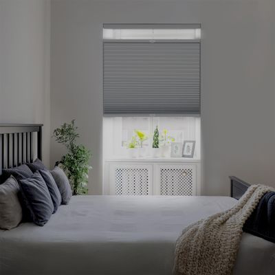 DEZ FURNISHINGS Cordless 1.5" Blackout Top Down Bottom Up Cellular Shade, Energy Saver, 55" W x 36" H, Gray Cloud