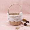 Burlap Flower Basket Vintage Retro Lace Wedding Flower Girl Basket Wedding For Weddings Showers And Anniversary Wooden Hanging Ornaments view 2