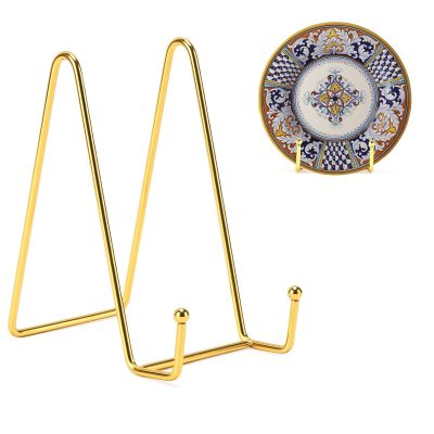 Kruodop 10 Inch Plate Stands for Display, 3 Pack Plate Holder Display Stand, Gold Metal Frame Easel Holder Stand for Pictures,Book, Photo, Decorative Plate-Gold
