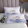 Swan Couple Bedspread Set Queen Size for Kids,Boys Girls Valentine's Day Quilt Set Romantic Love Bedspread Coverlet Purple Flowers Bedspread 3 Piece Decorative Bedding Quilted with 2 Pillow Shams view 3