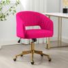 ABET Desk Chair with Wheels, Velvet Home Office Chair, Swivel Armchair Gold Base, Upholstered Modern Accent Chairs, Back Incline Adjustable for Living Room Bedroom Vanity, Hot Pink view 1
