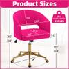 ABET Desk Chair with Wheels, Velvet Home Office Chair, Swivel Armchair Gold Base, Upholstered Modern Accent Chairs, Back Incline Adjustable for Living Room Bedroom Vanity, Hot Pink view 2