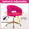 ABET Desk Chair with Wheels, Velvet Home Office Chair, Swivel Armchair Gold Base, Upholstered Modern Accent Chairs, Back Incline Adjustable for Living Room Bedroom Vanity, Hot Pink view 3
