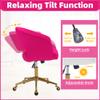 ABET Desk Chair with Wheels, Velvet Home Office Chair, Swivel Armchair Gold Base, Upholstered Modern Accent Chairs, Back Incline Adjustable for Living Room Bedroom Vanity, Hot Pink view 4