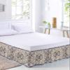RisQiten Boho Blue Bed Skirt Queen Size 16 Inch Drop, Adjustable Elastic Bedskirt Dust Ruffle for Queen Bed, Southwestern Ethnic Mexican Flowers Retro Wrap Around Bed Skirts Bed Frame Cover view 2