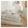GLAMDIA Bed, Linen Cotton 3 Piece Boho Bedding Set with Tassel Washed Queen Size Breathable Duvet Cover Sheet, MM-102 view 2