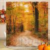 DYNH Fall Forest Shower Curtain, Yellow Fall Landscape Maple Leaves Tree Nature Autumn Season Fabric Shower Curtains for Bathroom, Thanksgiving Autumn Shower Curtain Bath Decor with Hooks view 1